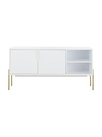 Sideboard Jesper mit Türen in Weiss, Korpus: Mitteldichte Holzfaserpla, Korpus: Weiss Füsse: Goldfarben, glänzend, B 160 x H 80 cm