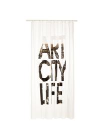 Tenda da doccia con scritta Art City Life, Bianco, nero, grigio, Larg. 180 x Lung. 200 cm