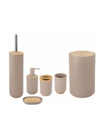 Bad-Accessoires-Set Decent, 6-tlg., Behälter: Polypropylen, Deckel: Bambus, Beige, Helles Holz, Set mit verschiedenen Größen