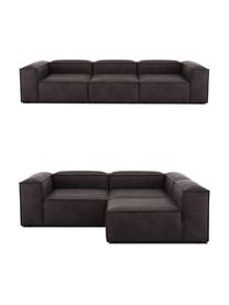 Modulares Sofa Lennon (4-Sitzer) aus recyceltem Leder, Bezug: Recyceltes Leder (70 % Le, Gestell: Massives Holz, Sperrholz, Füße: Kunststoff, Leder Taupe, B 327 x T 119 cm