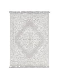 Tapis bohème gris blanc tissé à plat Salima, 100 % coton, Gris clair, blanc crème, larg. 70 x long. 140 cm (taille XS)