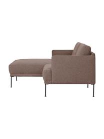 Sofa narożna Fluente, Tapicerka: 100% poliester Dzięki tka, Stelaż: lite drewno sosnowe z cer, Nogi: metal malowany proszkowo, Nugatowa tkanina, S 198 x G 152 cm, lewostronna