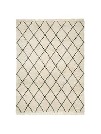 Tapis beige poils longs tufté main Naima, Blanc crème, noir, larg. 300 x long. 400 cm (taille XL)