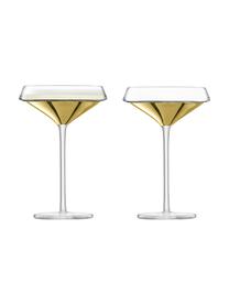 Mundgeblasene Champagnerschalen Space mit goldenem Detail, 2er-Set, Glas, Transparent, Goldfarben, Ø 12 x H 18 cm