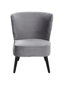 Fluwelen fauteuil Robine, Bekleding: fluweel (polyester), Poten: gelakt grenenhout, Grijs, B 63 x D 73 cm