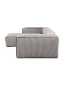 Modulares Ecksofa Lennon aus Cord, Bezug: Cord (92 % Polyester, 8 %, Gestell: Massives Kiefernholz FSC-, Füße: Kunststoff, Cord Grau, B 327 x T 180 cm, Eckteil links