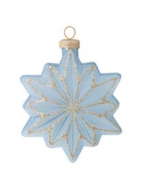 Mondgeblazen kerstboomhangersset Sky van glas, 12-delig, Glas, Blauw, donkerblauw, wit, B 11 cm x H 11 cm