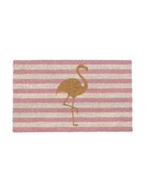 Fussmatte Twinkling Flamingo, Oberseite: Kokosfaser, Unterseite: Vinyl, Rosa, Goldfarben, L 75 x B 45 cm