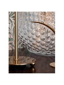 Große Tischlampe Edith aus Faltenstoff, Lampenschirm: Baumwolle, Lampenfuß: Metall, Offwhite, Messingfarben, Ø 20 x H 50 cm