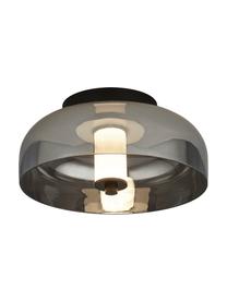 Plafón regulable LED pequeño Frisbee, Pantalla: vidrio, Anclaje: metal recubierto, Gris transparente, Ø 30 x Al 16 cm