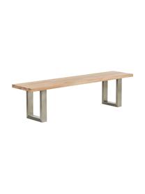 Banco de madera maciza Oliver, Asiento: madera de roble natural m, Patas: metal lacado, Roble natural, acero inoxidable, An 180 x Al 45 cm