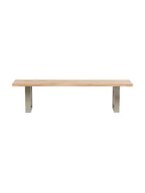 Banco de madera maciza Oliver, Asiento: madera de roble natural m, Patas: metal lacado, Roble natural, acero inoxidable, An 180 x Al 45 cm