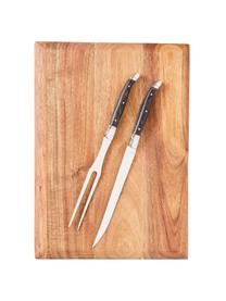 Set 2 posate Gigaro, Posate: acciaio inossidabile Mani, Legno scuro, argentato, Lunghezza 29 cm