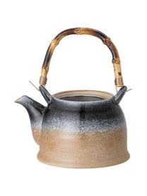 Théière japonaise en porcelaine avec passoire et anse en bambou Aura, 1 l, Tons beige et bleu, 1 l