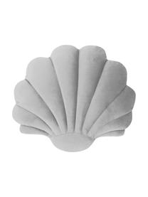 Sametový polštář ve tvaru mušle Shell, Světle šedá, Š 32 cm, D 27 cm