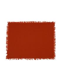 Tovaglietta americana in cotone rosso con frange Nalia 2 pz, Cotone, Rosso, Larg. 40 x Lung. 50 cm