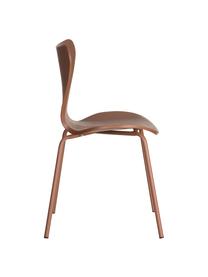 Kunststoffen stoelen Pippi, 2 stuks, Polypropyleen, metaal, Bruin, B 47 x D 50 cm