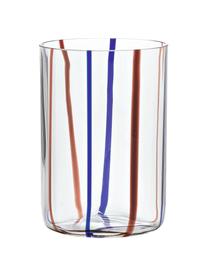 Mondgeblazen waterglazenset Tirache met kleurrijke strepen, 6-delig, Glas, Multicolour, Ø 7 x H 10 cm, 350 ml