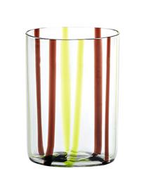 Mundgeblasene Wassergläser Tirache mit bunten Streifen, 6er-Set, Glas, Mehrfarbig, Ø 7 x H 10 cm, 350 ml