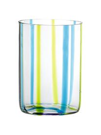 Mundgeblasene Wassergläser Tirache mit bunten Streifen, 6er-Set, Glas, Mehrfarbig, Ø 7 x H 10 cm, 350 ml