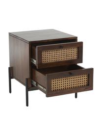 Nachttisch Vienna mit Schubladen, Korpus: Massives Mangoholz, Füße: Metall, pulverbeschichtet, Mangoholz, B 45 x H 55 cm