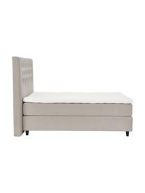 Lit à sommier tapissier velours taupe premium Phoebe, Velours beige, 200 x 200 cm, indice de fermeté 3