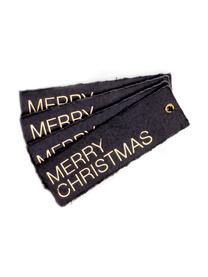 Etiquetas para regalo Christmas, 4 uds., Ojal: metal recubierto, Dorado, gris oscuro, An 4 x L 12 cm