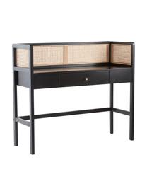 Scrivania con intreccio viennese Kimpton, Intreccio viennese: rattan, Nero, Larg. 116 x Alt. 42 cm