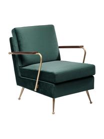 Retro fluwelen fauteuil Gamble in groen, Bekleding: 100% polyester (fluweel), Frame: onbehandeld grenenhout, Groen, B 68 x D 75 cm