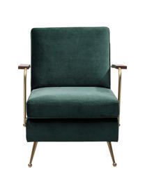 Retro fluwelen fauteuil Gamble in groen, Bekleding: 100% polyester (fluweel), Frame: onbehandeld grenenhout, Groen, B 68 x D 75 cm