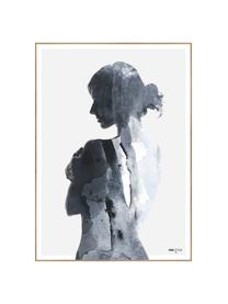 Impression numérique encadrée Woman in Blue, Tons bleus, blanc, larg. 50 x haut. 70 cm