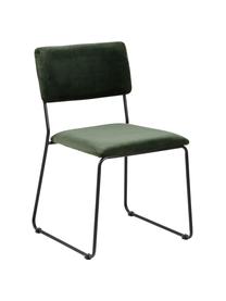 Fluwelen stoelen Cornelia, 2 stuks, Bekleding: polyester fluweel, Poten: gelakt metaal, Bosgroen, zwart, B 50 x D 54 cm