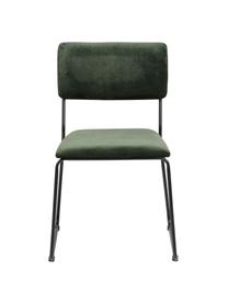 Sametová čalouněná židle Cornelia, 2 ks, Lesní zelená, černá