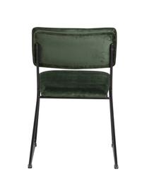 Fluwelen stoelen Cornelia, 2 stuks, Bekleding: polyester fluweel, Poten: gelakt metaal, Bosgroen, zwart, B 50 x D 54 cm