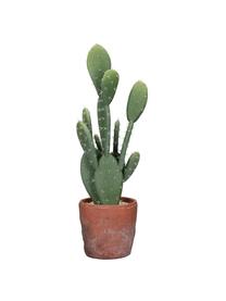 Terracotta kunstcactus Love in een plantenbak, Groen, terracotta, Ø 13 x H 46 cm