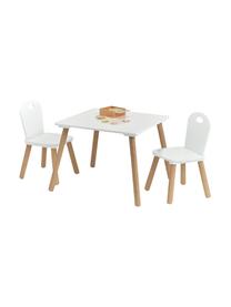 Komplet stołu z krzesłami dla dzieci Scandi, 3 elem., Nogi: drewno sosnowe z powłoką , Biały, jasne drewno naturalne, Komplet z różnymi rozmiarami