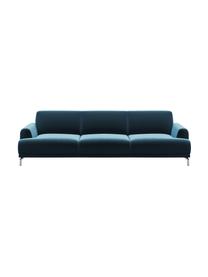 Sofa z aksamitu Puzo (3-osobowa), Tapicerka: 100% aksamit poliestrowy,, Nogi: metal lakierowany, Ciemny niebieski, S 240 x G 84 cm