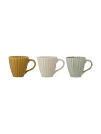 Tasse en grès Latina, 3 élém., Grès cérame, Blanc, jaune, vert, Ø 9 x haut. 9 cm, 240 ml