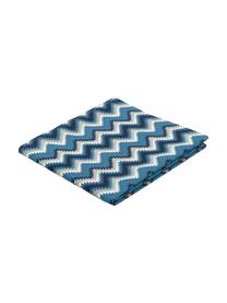 Mantel Zigzag antimanchas de teflón, 100% poliéster con revestimiento de teflón, Azul, De 8 a 10 comensales (An 135 x L 280 cm)