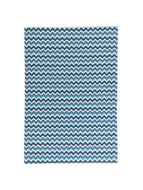 Mantel Zigzag antimanchas de teflón, 100% poliéster con revestimiento de teflón, Azul, De 8 a 10 comensales (An 135 x L 280 cm)