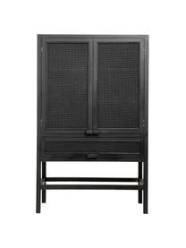 Credenza alta nera con intreccio viennese Merge, Nero, Larg. 100 x Alt. 160 cm