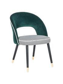 Sametová čalouněná židle London, Zelená, černá, bílá
