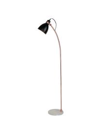 Leeslamp Denver met betonnen voet, Lampenkap: bekleed ijzer, Frame: ijzer, verkoperd, Lampvoet: beton, Lampenkap: zwart. Stang: koperkleurig. Lampvoet: cementkleurig, 37 x 145 cm