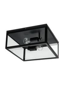 Deckenleuchte Aberdeen im Industrial-Style, Lampenschirm: Glas, Schwarz, Transparent, B 36 x H 16 cm