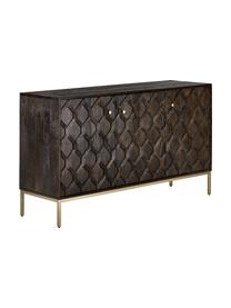 Credenza in legno di mango massiccio con ante Clive, Struttura: metallo verniciato a polv, Legno di mango, dorato, Larg. 150 x Alt. 85 cm