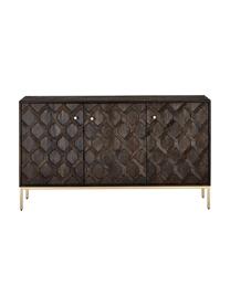 Credenza in legno di mango massiccio con ante Clive, Struttura: metallo verniciato a polv, Legno di mango, dorato, Larg. 150 x Alt. 85 cm