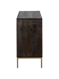 Credenza in legno di mango massiccio con ante Clive, Struttura: metallo verniciato a polv, Legno di mango, dorato, Larg. 150 x Alt. 85 cm