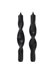 Velas cónicas Twist, 2 uds., Parafina, Negro, Ø 2 x Al 23 cm