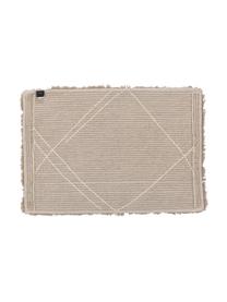 Flauschiger Badvorleger Beni aus Baumwolle, 100% Baumwolle, Beige, Weiß, B 50 x L 70 cm