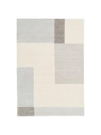 Handgetufteter Wollteppich Keith mit geometrischem Muster, Flor: 100% Wolle, Beige, Grau, B 120 x L 180 cm (Grösse S)